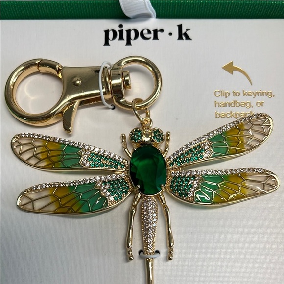 ✨Piper K Dragonfly Bag Charm with Green and Gold Accents 💚 - Picture 4 of 7